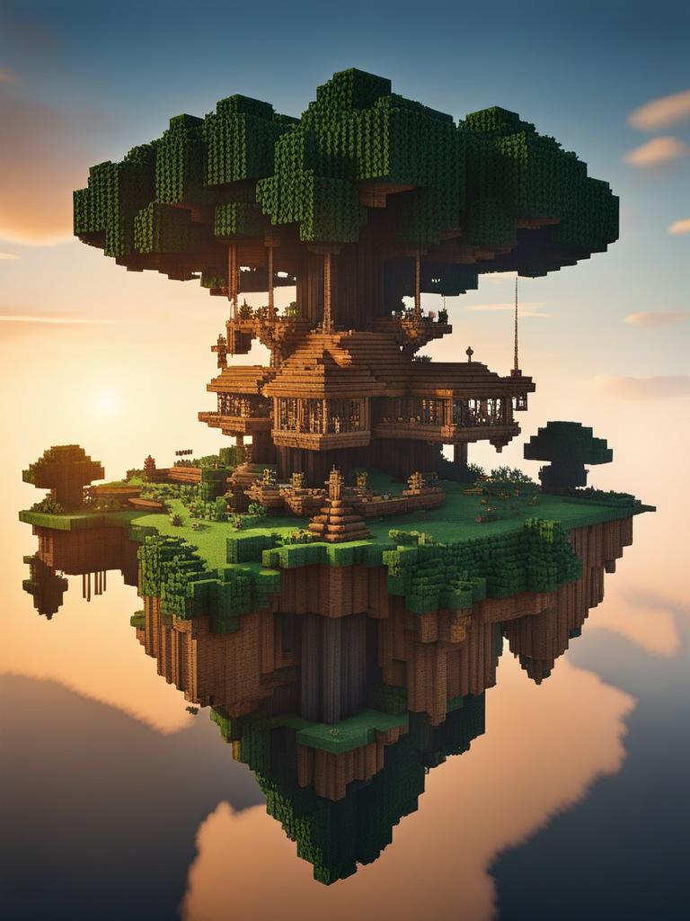 floating island base with gravity-defying architecture - minecraft house ideas minecraft block style