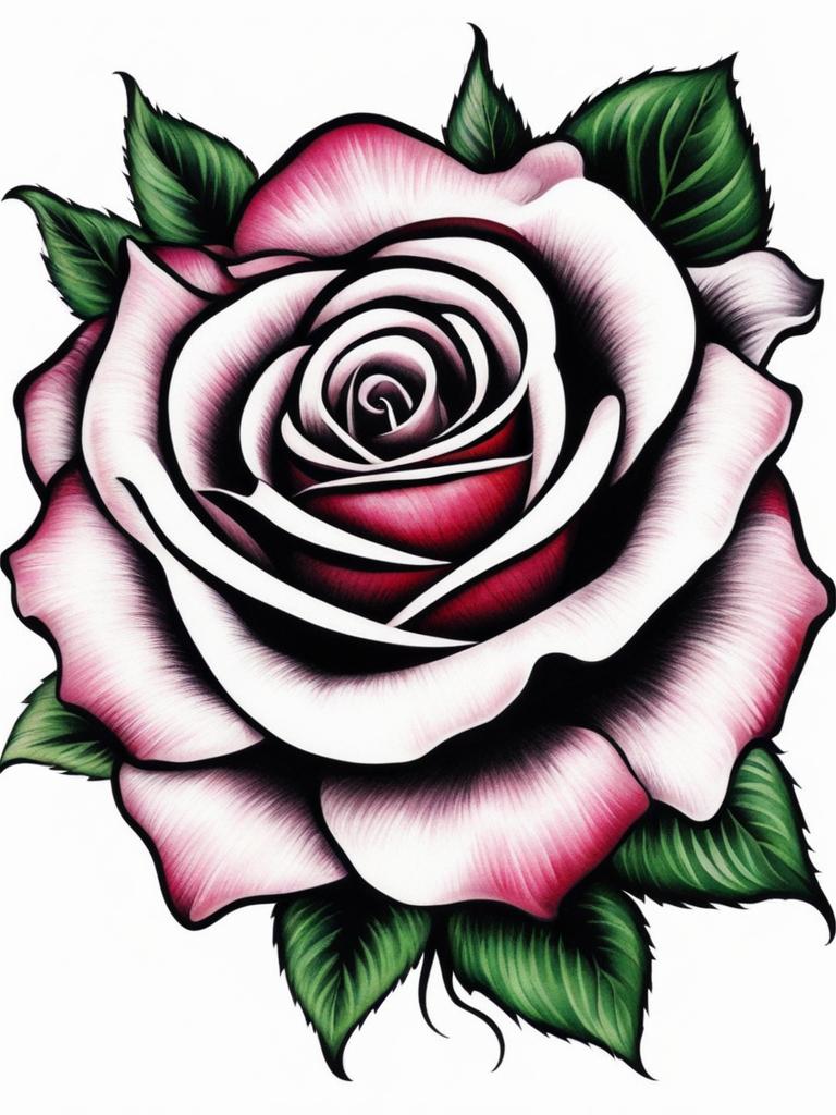 Rose tattoo realistic, Strikingly detailed and realistic rose tattoos.  vivid colors, white background, tattoo design