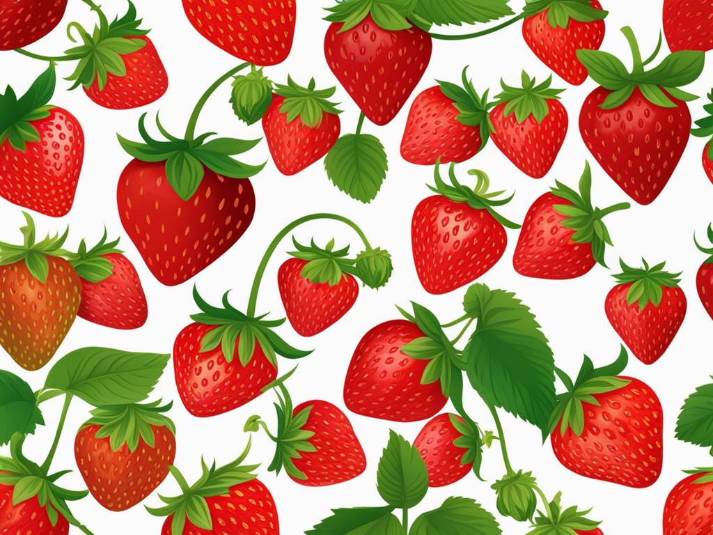 strawberry clipart: ripening in a vibrant strawberry field. 