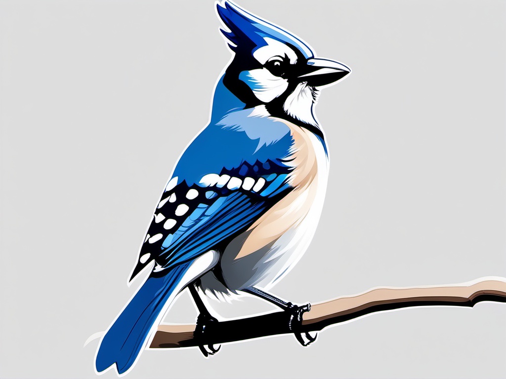 Bluejay cartoon  minimal, white background