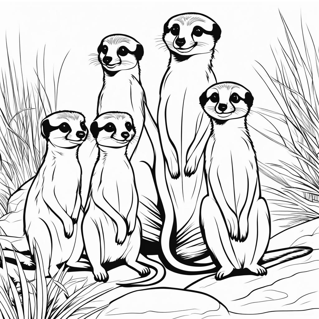 meerkats cute animals coloring page 