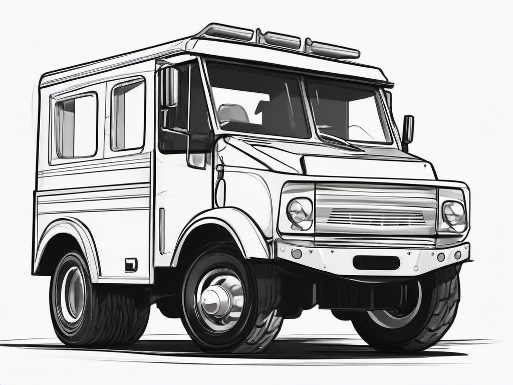 drawing of a cartoon truck  minimal rough sketch scribbles,doodles,black and white