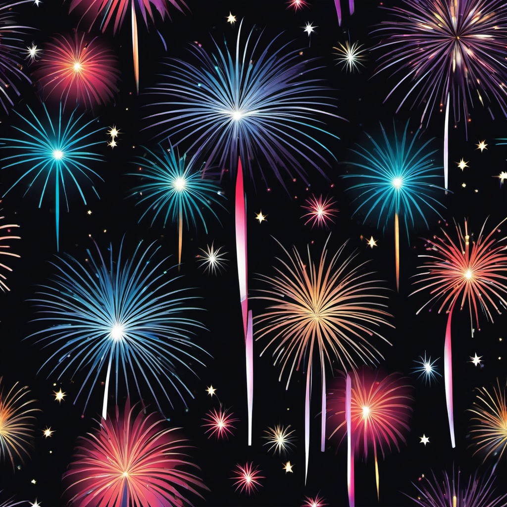 January clipart - New Year's fireworks lighting up the sky  color,minimalist,vector clipart