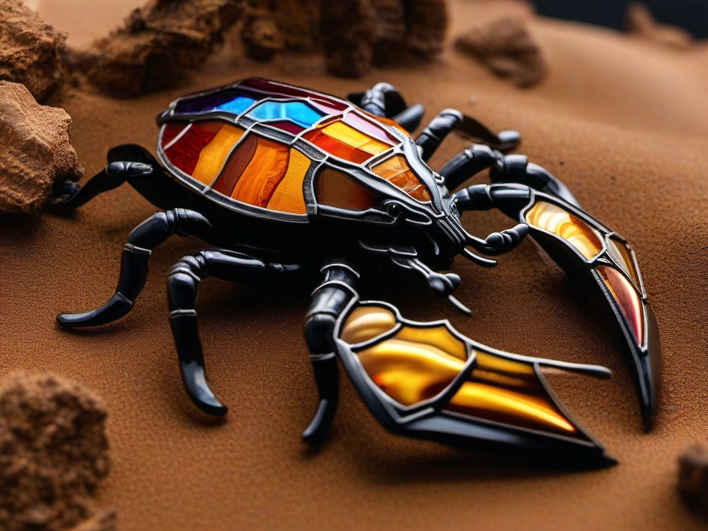 Stained Glass Scorpion - Scorpion in desert sand  