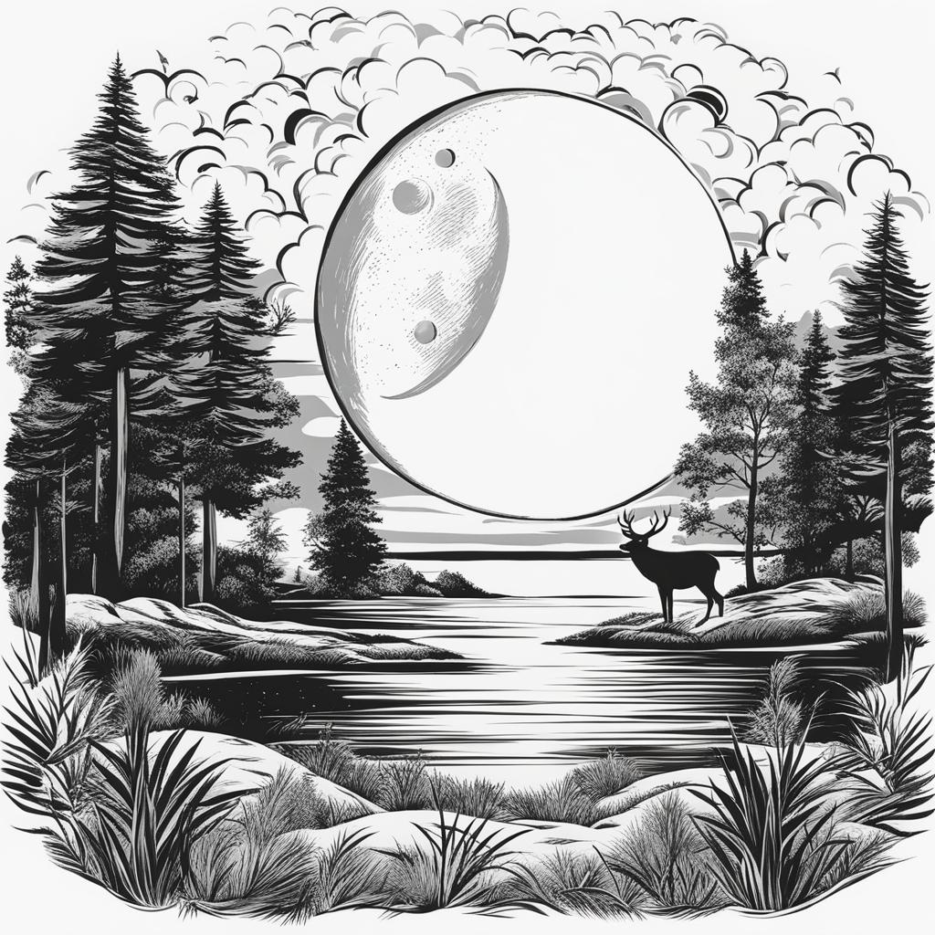 moon clipart black and white - casting a serene glow. 