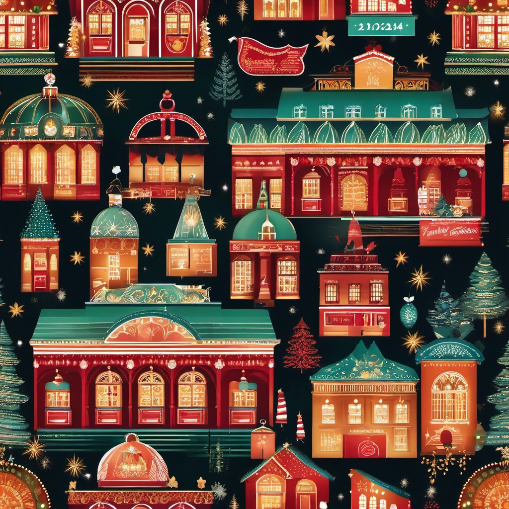 Holiday Background - Festive Christmas Market wallpaper, abstract art style, patterns, intricate