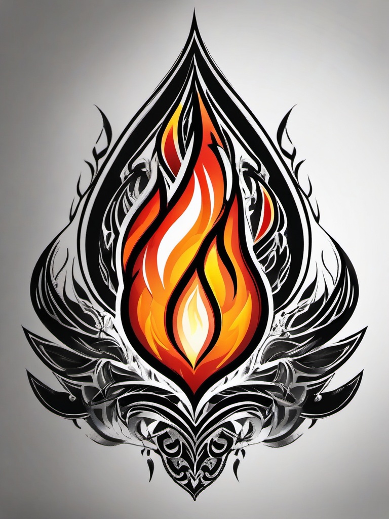 fire sign tattoo  simple color tattoo,white background