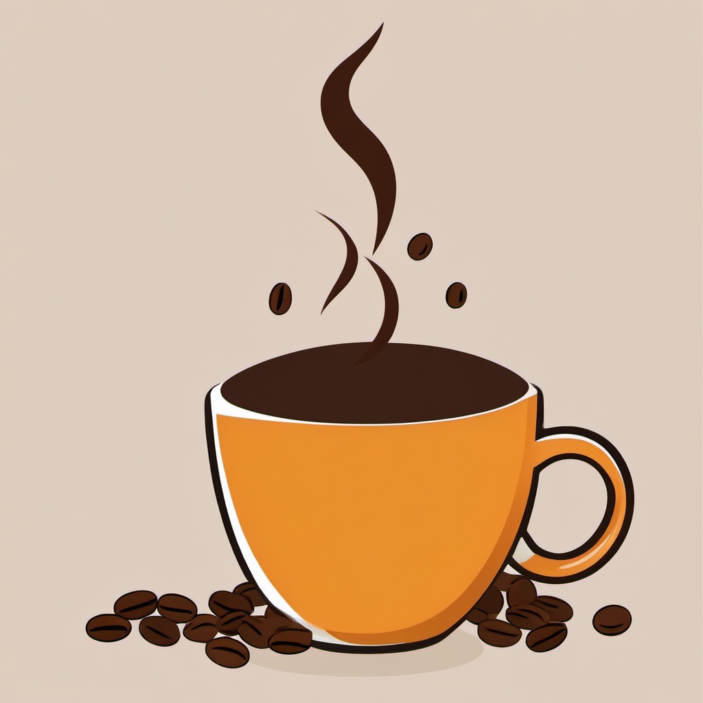 Coffee Cup clipart - coffee cup with coffee beans around it  color,minimalist,vector clipart