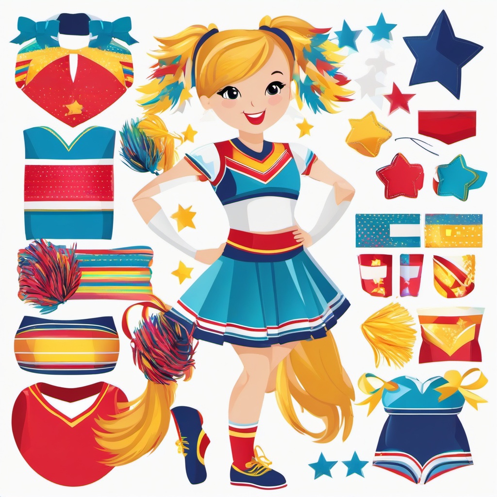 Cheerleader clipart - cheerleader in colorful uniform  