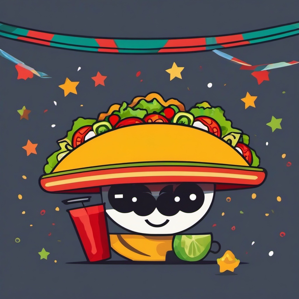 Taco clipart - taco being handed out at a party  color,minimalist,vector clipart