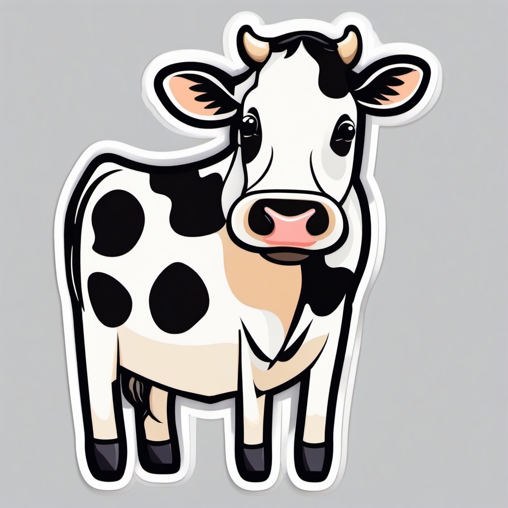 Cow cartoon - gentle, milk-producing animal with spots  cartoon sticker style