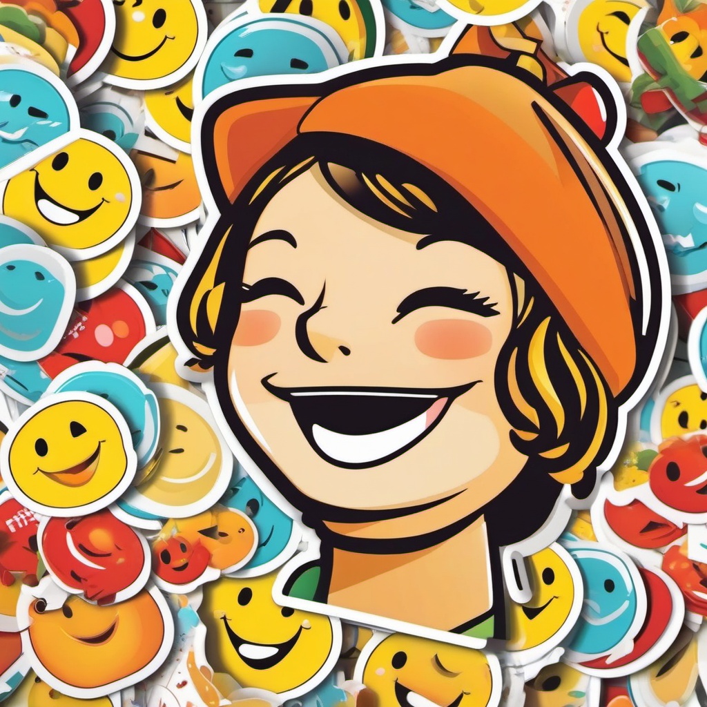 Smiling Face Sticker - Joyful expression, ,vector color sticker art,minimal