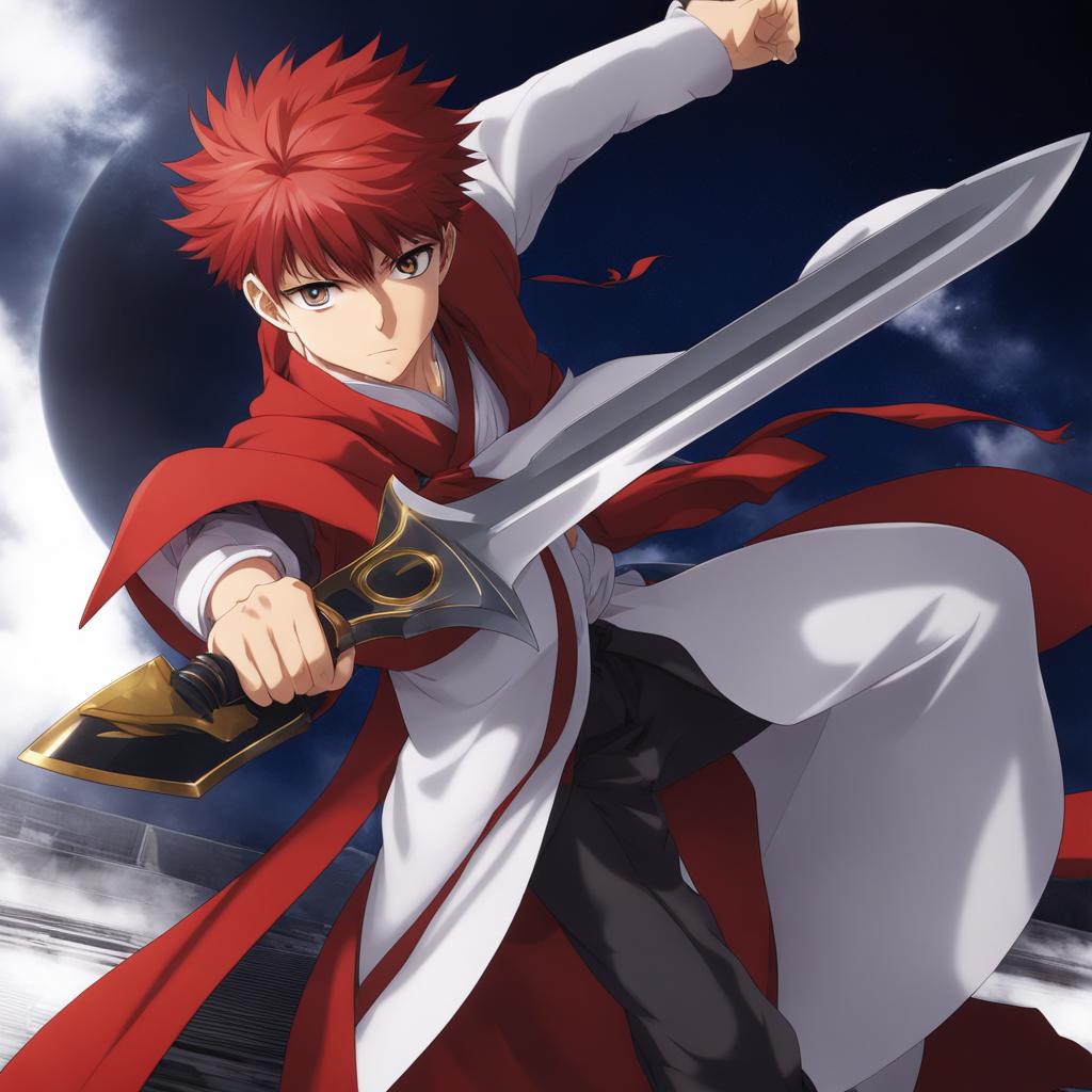 shirou emiya - projects formidable weapons in battles against mythical beasts. 