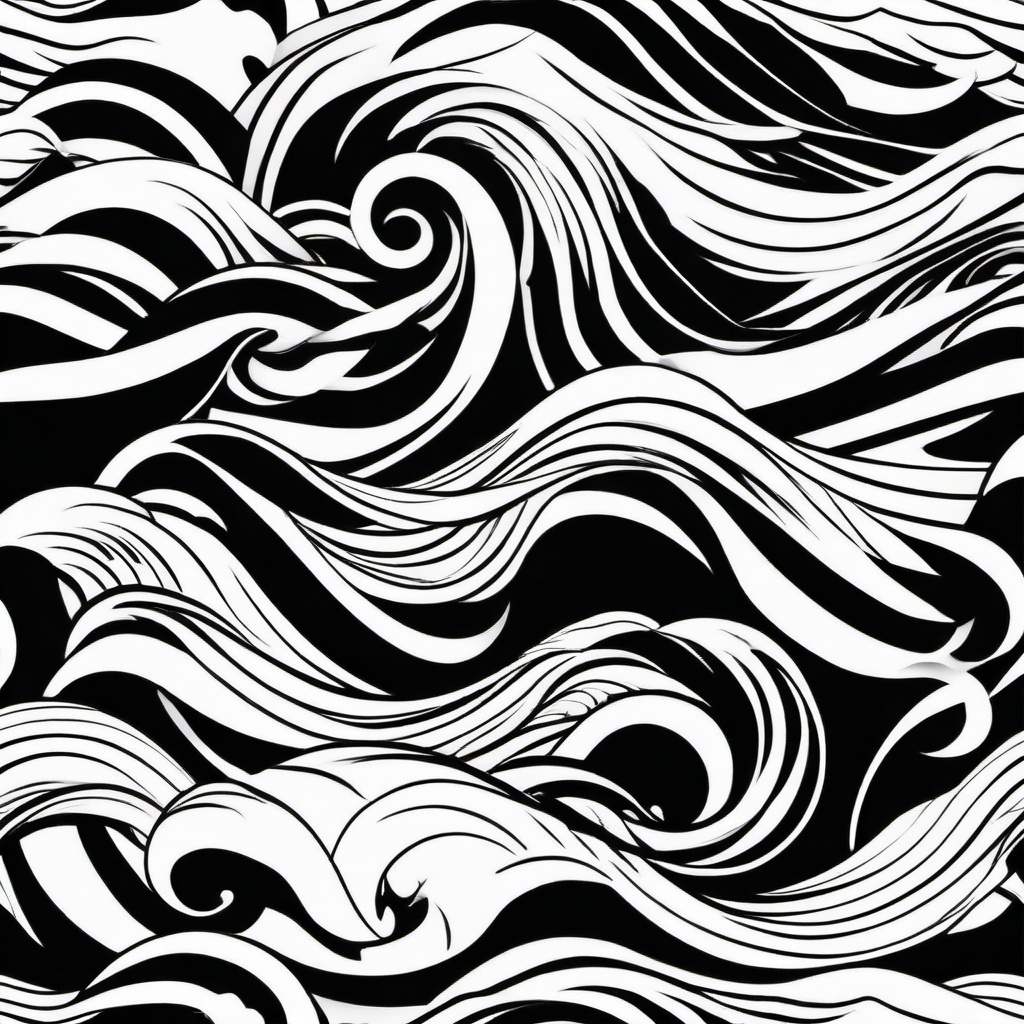 Black Wave Tattoos - Showcase boldness with tattoos featuring captivating black wave designs.  simple vector color tattoo,minimal,white background