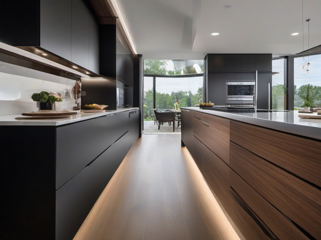 In the kitchen, High Tech interior design includes stainless steel appliances, smart storage solutions, and sleek countertops that combine functionality with cutting-edge aesthetics.  