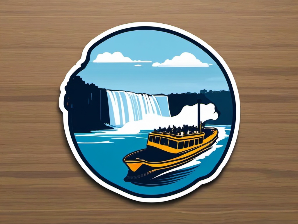 Niagara Falls Maid of the Mist sticker- Boat tour near the base of Niagara Falls, , sticker vector art, minimalist design