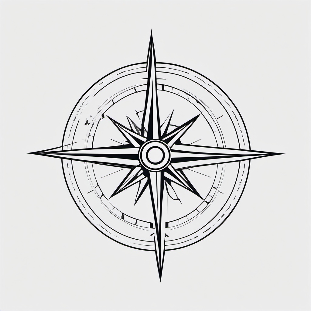 Minimalist Tattoo Compass - Minimalistic compass tattoo design.  simple vector tattoo,minimalist,white background