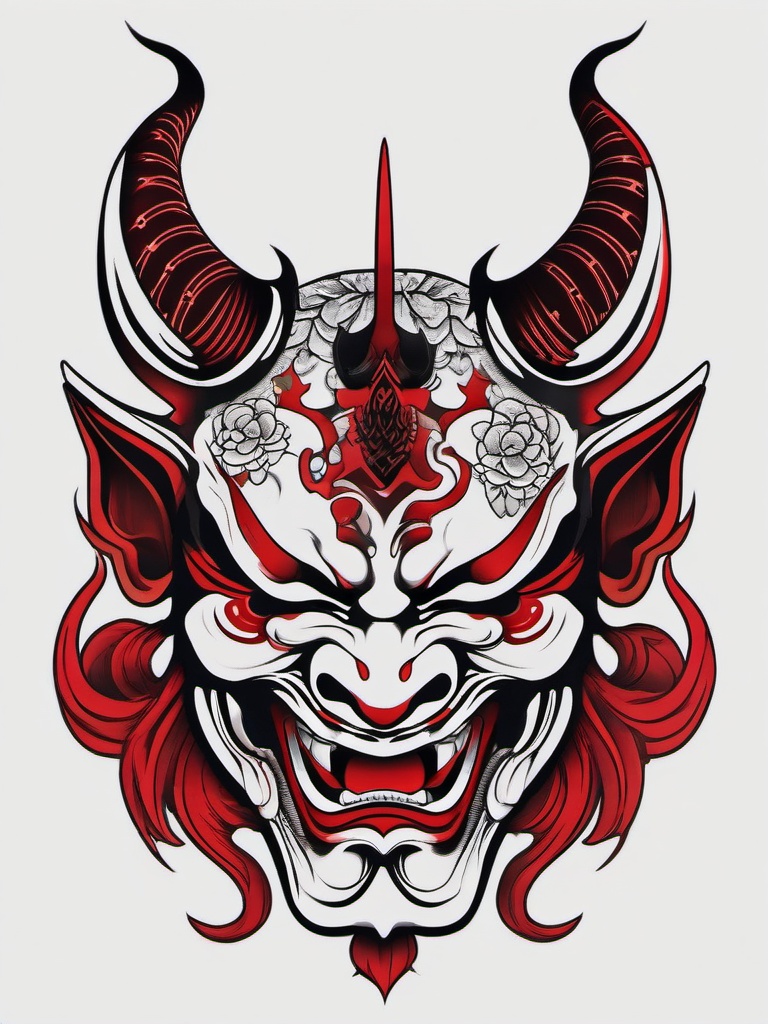 irezumi hannya  simple color tattoo,white background,minimal