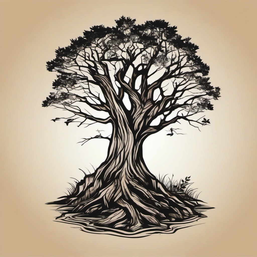 the giving tree stump tattoo  simple vector color tattoo