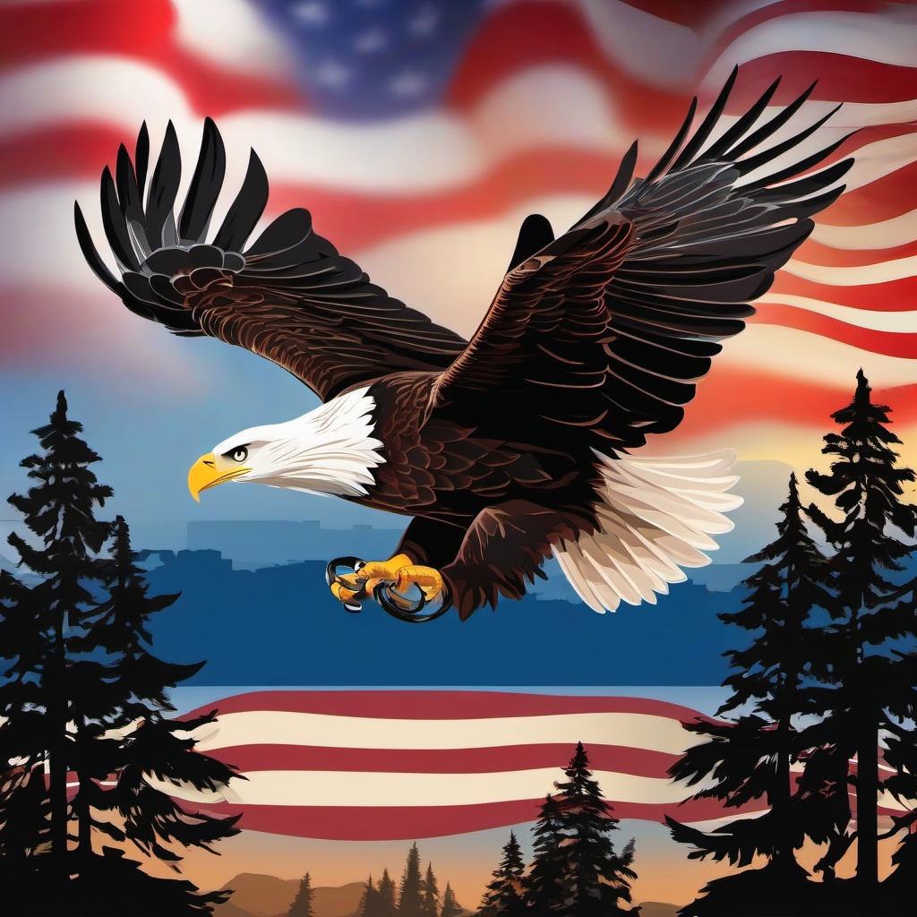 4th of July clipart - bald eagle soaring in the sky  