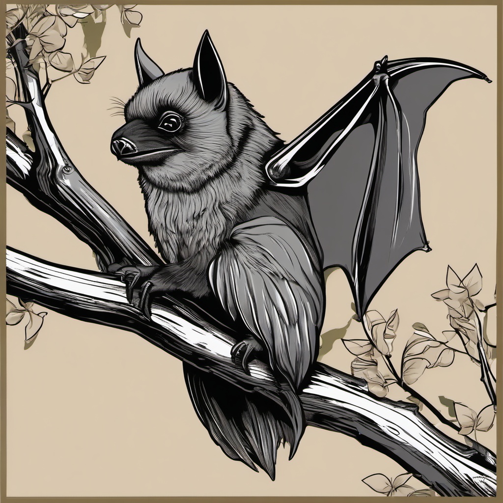 Bat clipart - bat sitting on a branch  