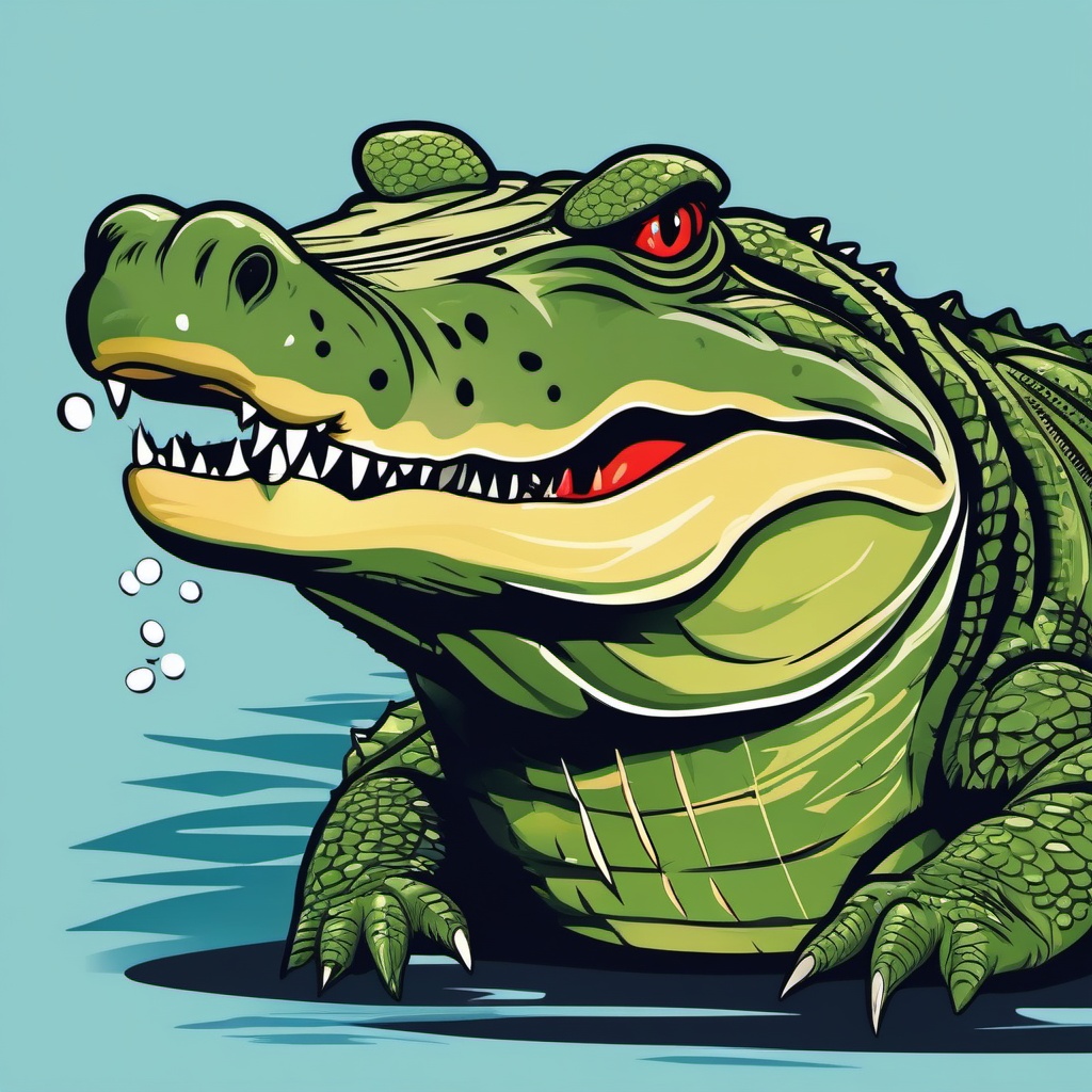 Crocodile clipart - Semi-aquatic reptile with a formidable bite, ,vector color clipart,minimal