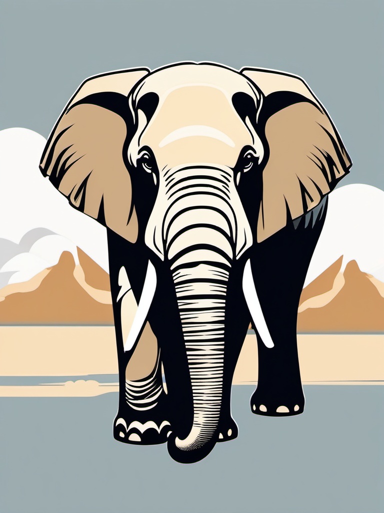 Elephant clipart - Gentle giant of the safari with impressive tusks, ,vector color clipart,minimal