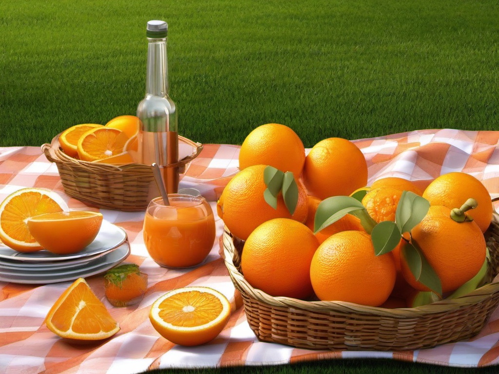 Orange clipart - orange in a picnic setting  clipart