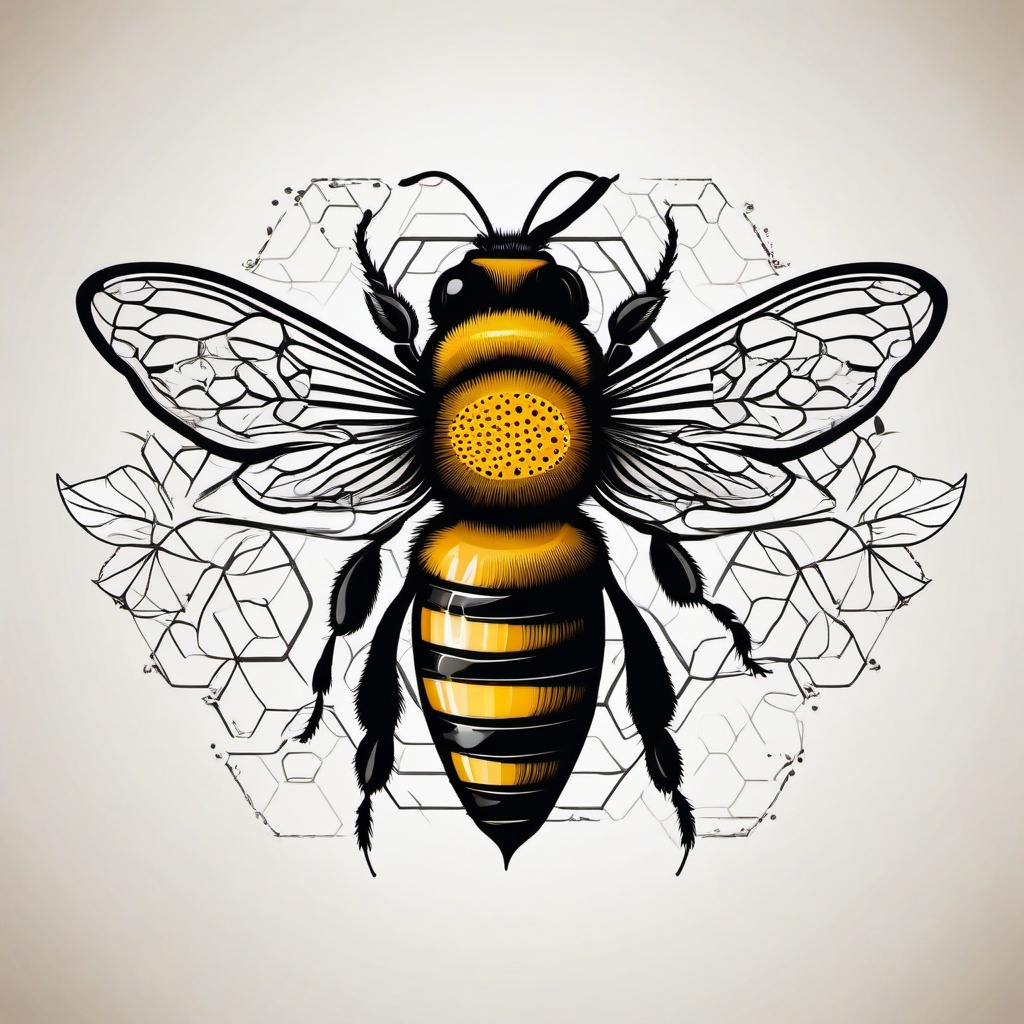 bee tattoo with honeycomb  vector tattoo design