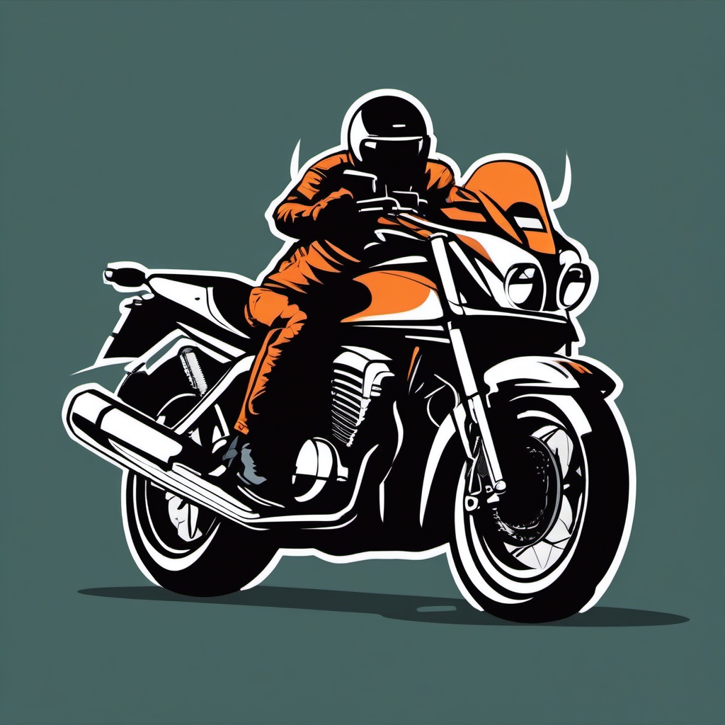 Motorbike Rider Clipart - A rider on a powerful motorbike.  color vector clipart, minimal style