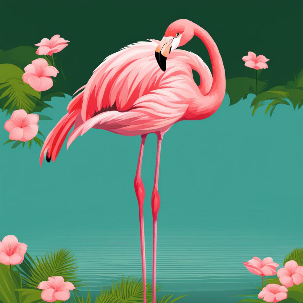 flamingo clipart: graceful flamingo standing on one leg. 