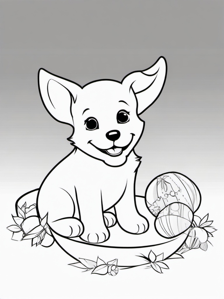 Puppy with a Toy Bone Coloring Pages - Playful Puppy with Its Favorite Toy  minimal black outline printable sheet, coloring page