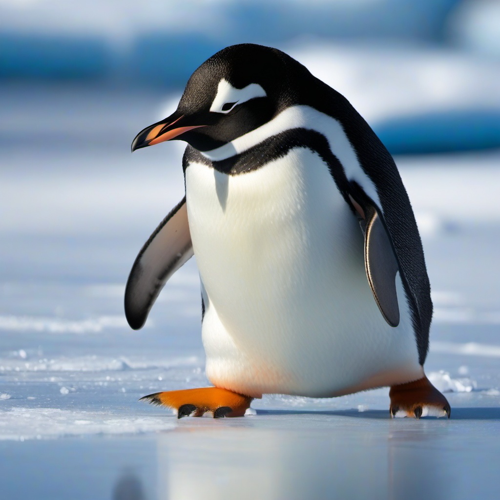 Penguin clipart - penguin sliding on ice  