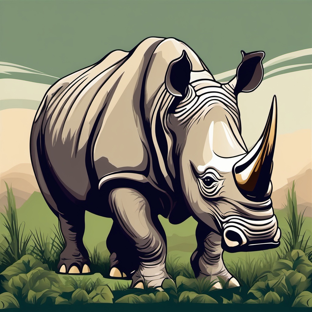 Rhinoceros clipart - Massive herbivore with a horned snout, ,color clipart vector style