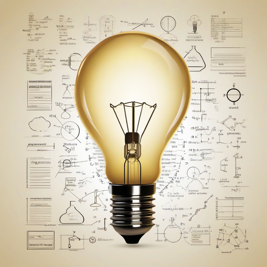 Lightbulb clipart - lightbulb surrounded by scientific formulas  