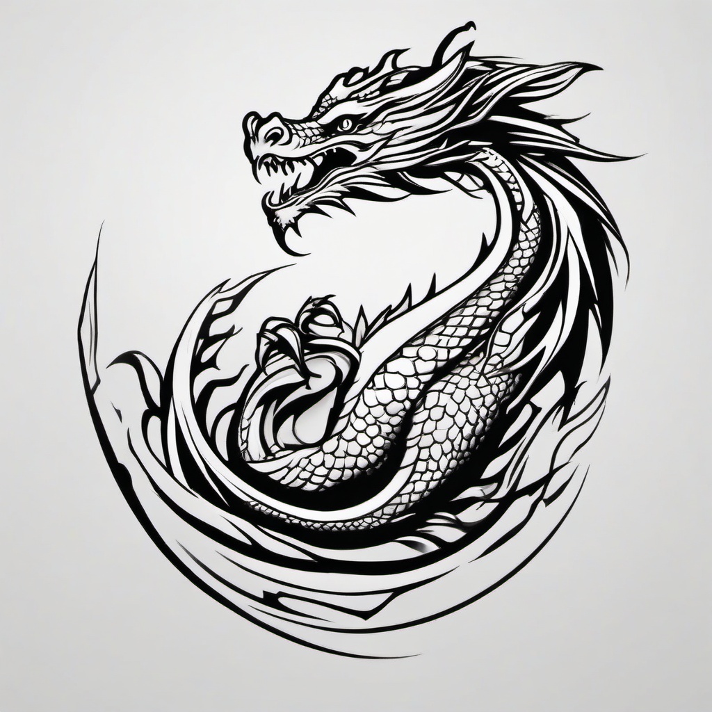 Mini Tattoo Dragon - Small-sized tattoo featuring a dragon.  simple color tattoo,minimalist,white background