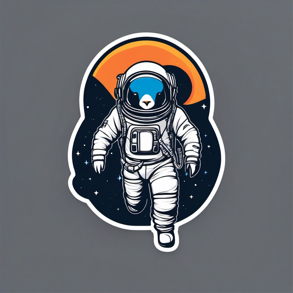 Penguin Astronaut Sticker - A penguin exploring space in an astronaut suit. ,vector color sticker art,minimal