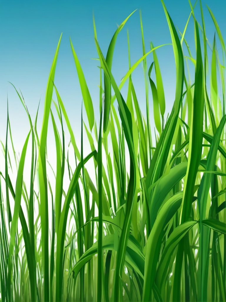 Grass Clipart, Lush green grass swaying in the breeze. 