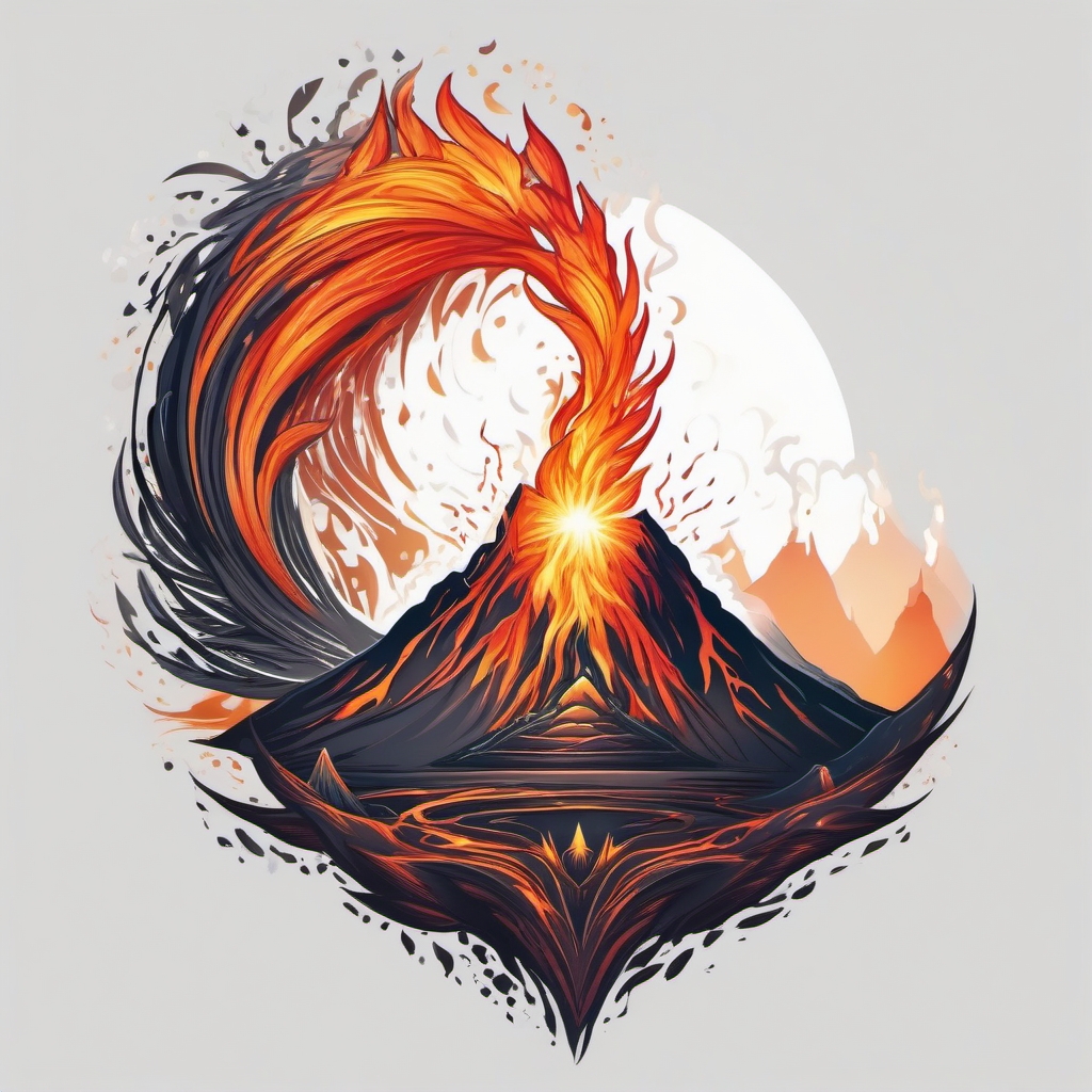 Fairy Tattoo: Volcano Spark Sprite  simple color tattoo style,white background