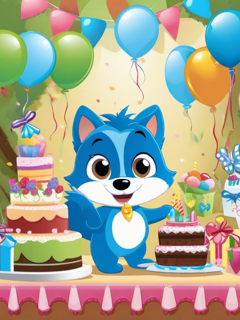 Bluey clipart - Bluey in a birthday party  vector clipart