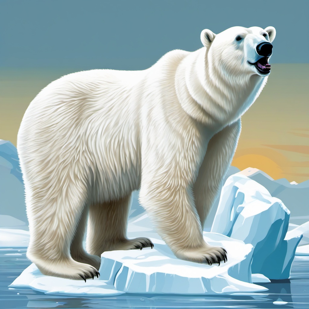 Bear clipart - polar bear on an ice floe  