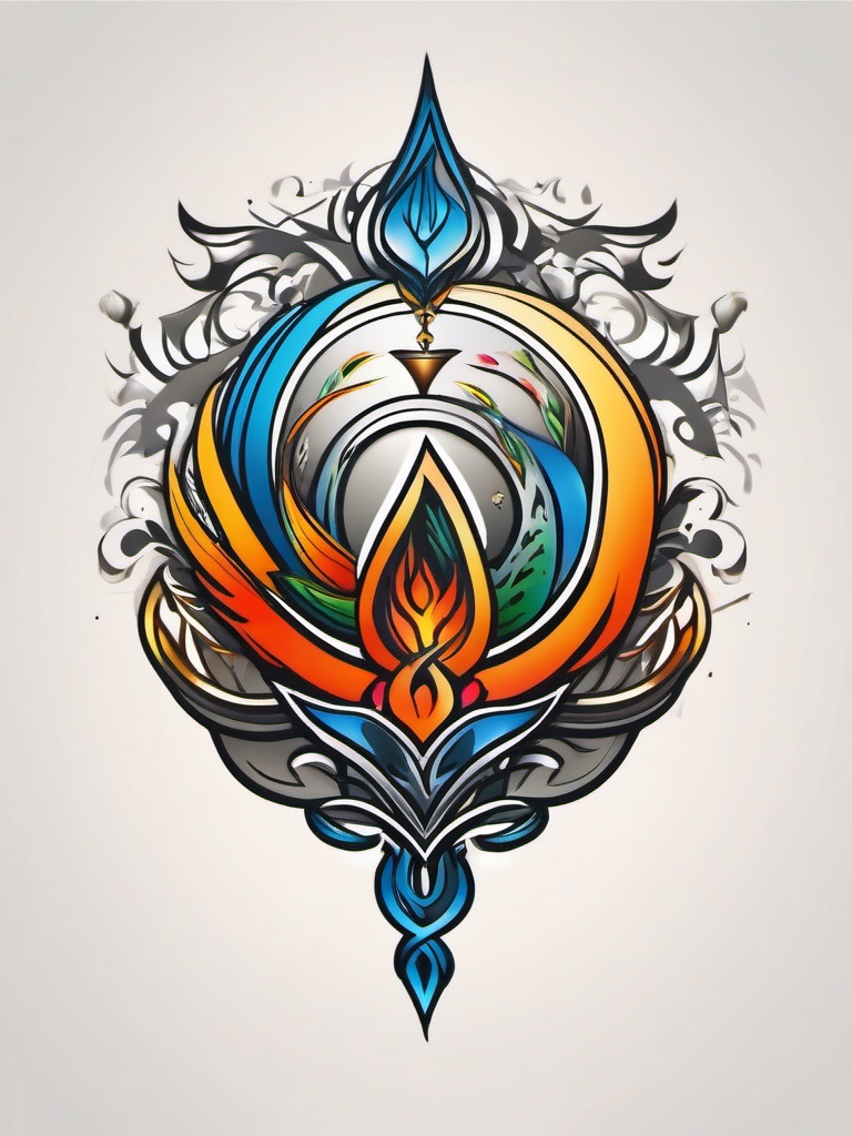 earth wind air fire tattoo  simple color tattoo,white background