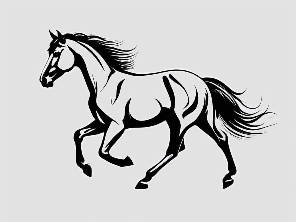 horse stencil tattoo  simple tattoo,minimalist,white background