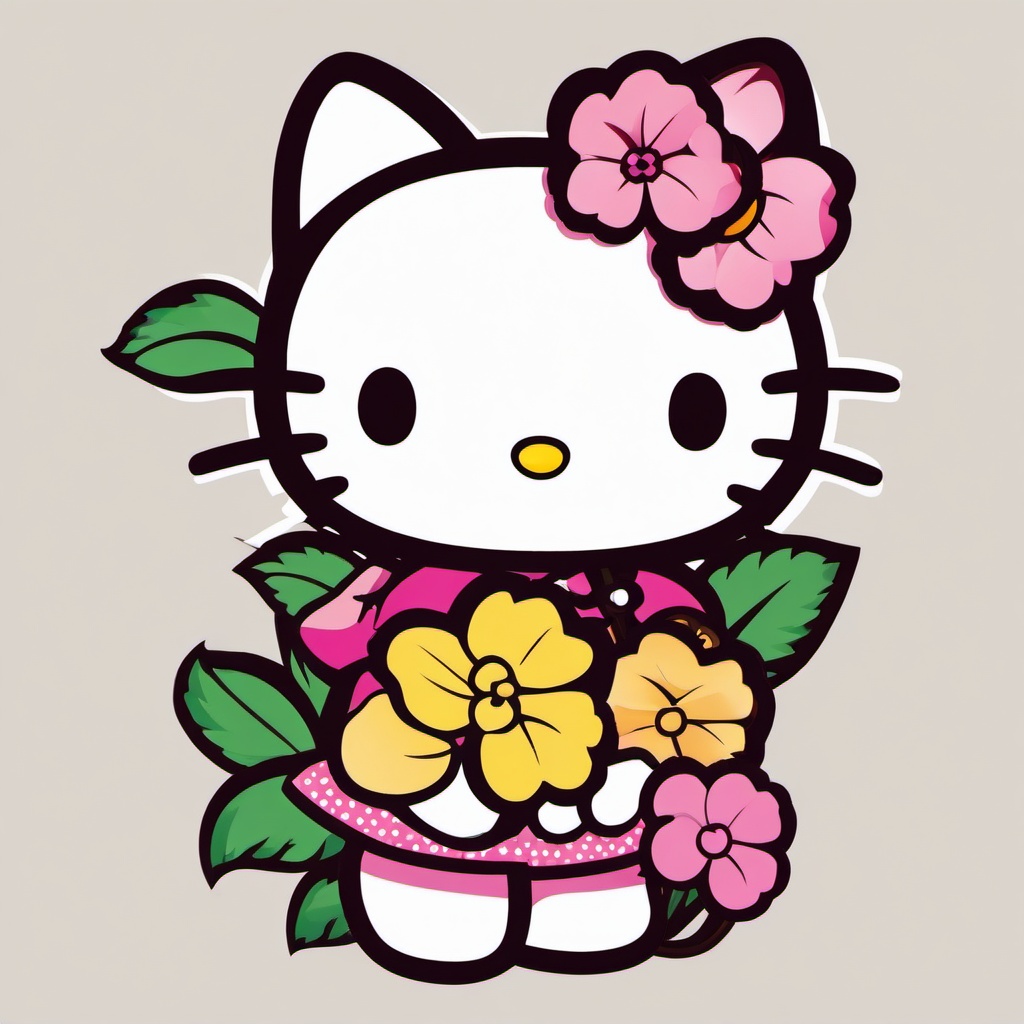 Hello Kitty clipart - Hello Kitty holding a flower  clipart