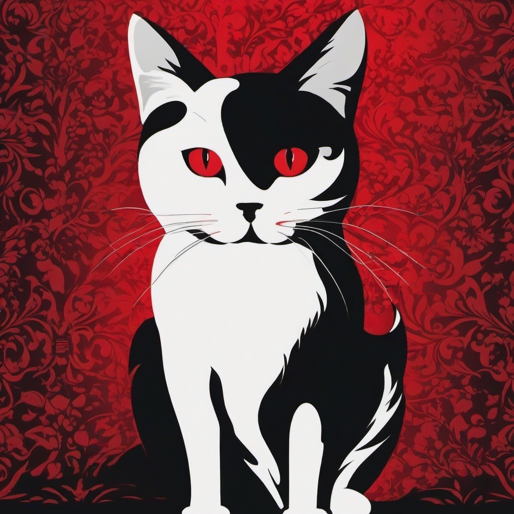 Cat Background Wallpaper - black cat red background  