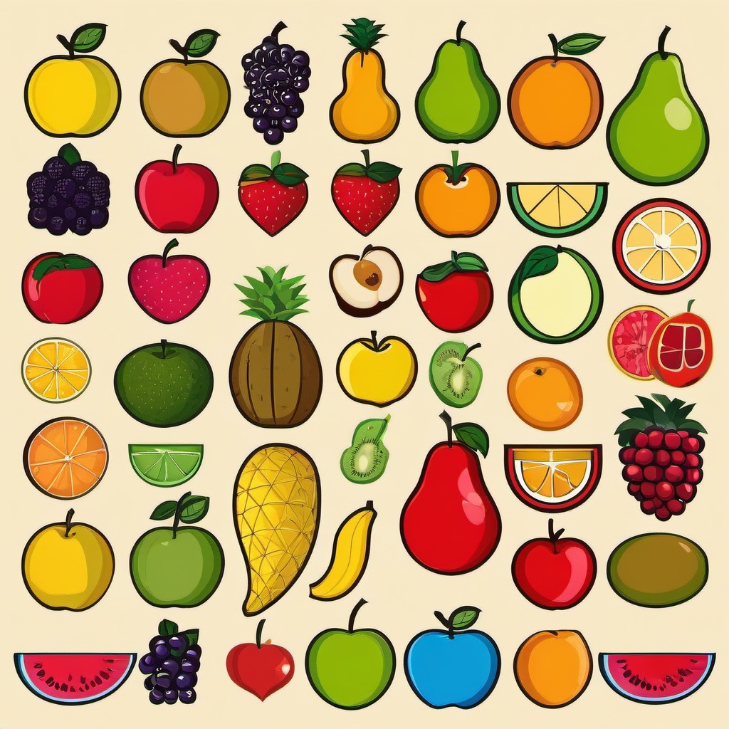 Fruit clipart - fruits in different shapes and sizes  