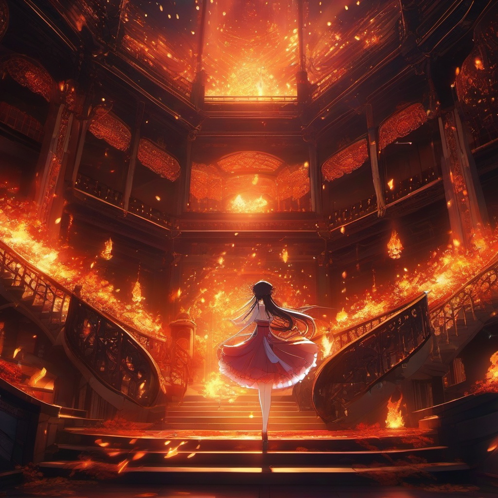 Dance of Flames in an Anime Setting Live Anime Wallpapers intricate details, patterns, wallpaper photo