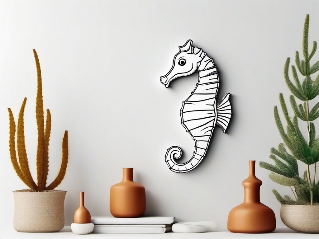 Seahorse cartoon  minimal, white background