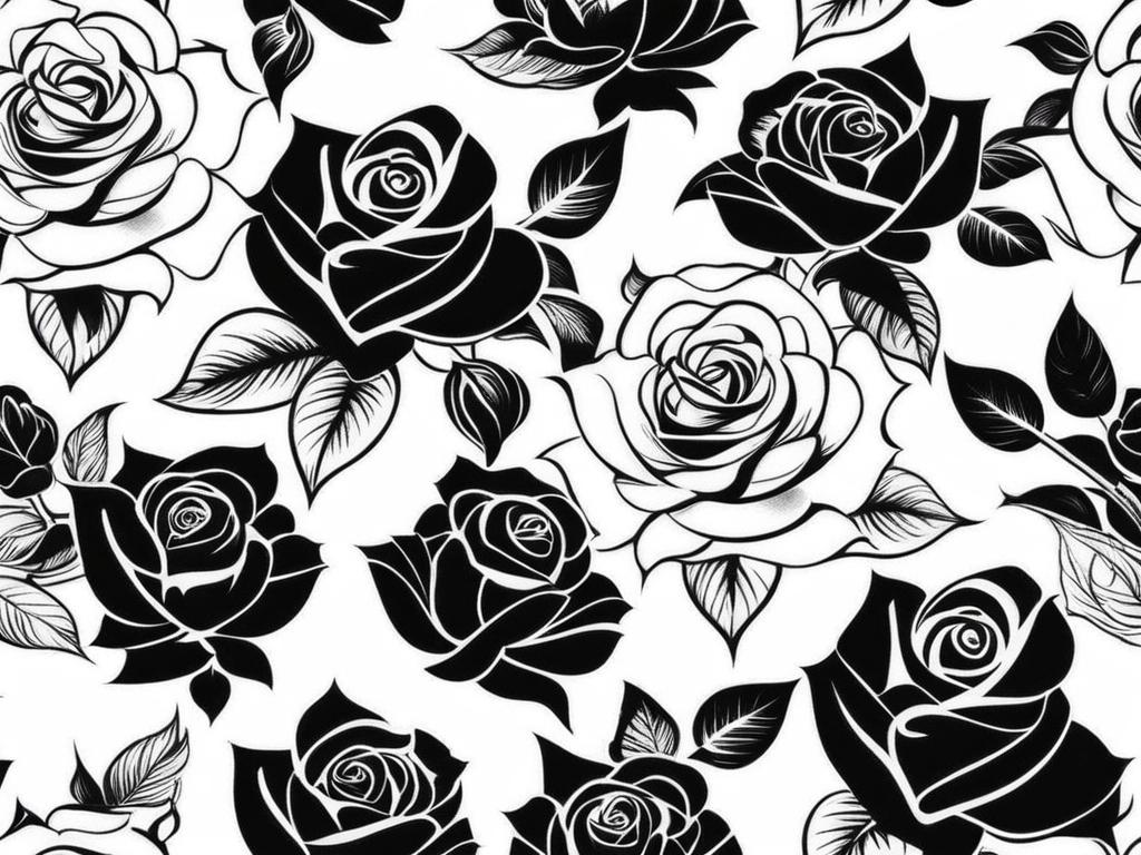 Rose black tattoo, Tattoos featuring black-themed roses. colors, tattoo patterns, clean white background