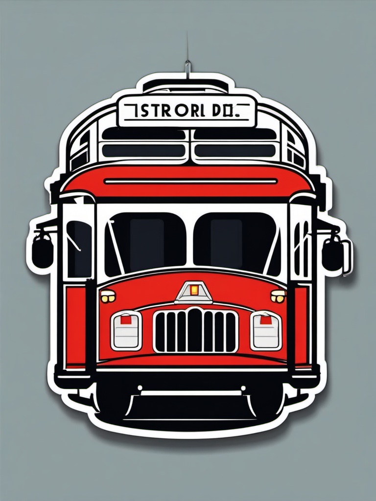 Trolley Bus Sticker - Historic city ride, ,vector color sticker art,minimal